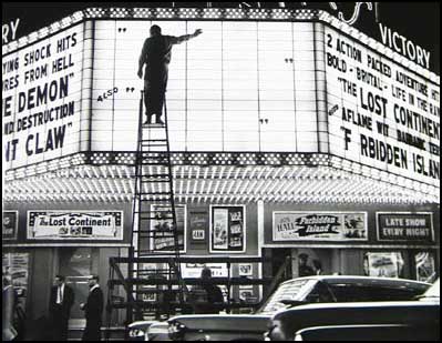Movie theater marquee, 1950s