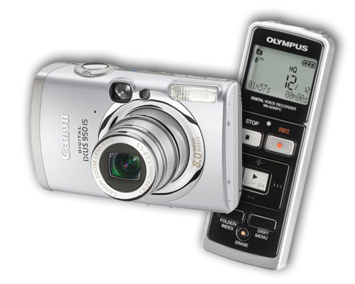 Photo illustration: Camera and audio recorder 