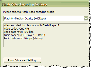 Screenshot: FLV export settings